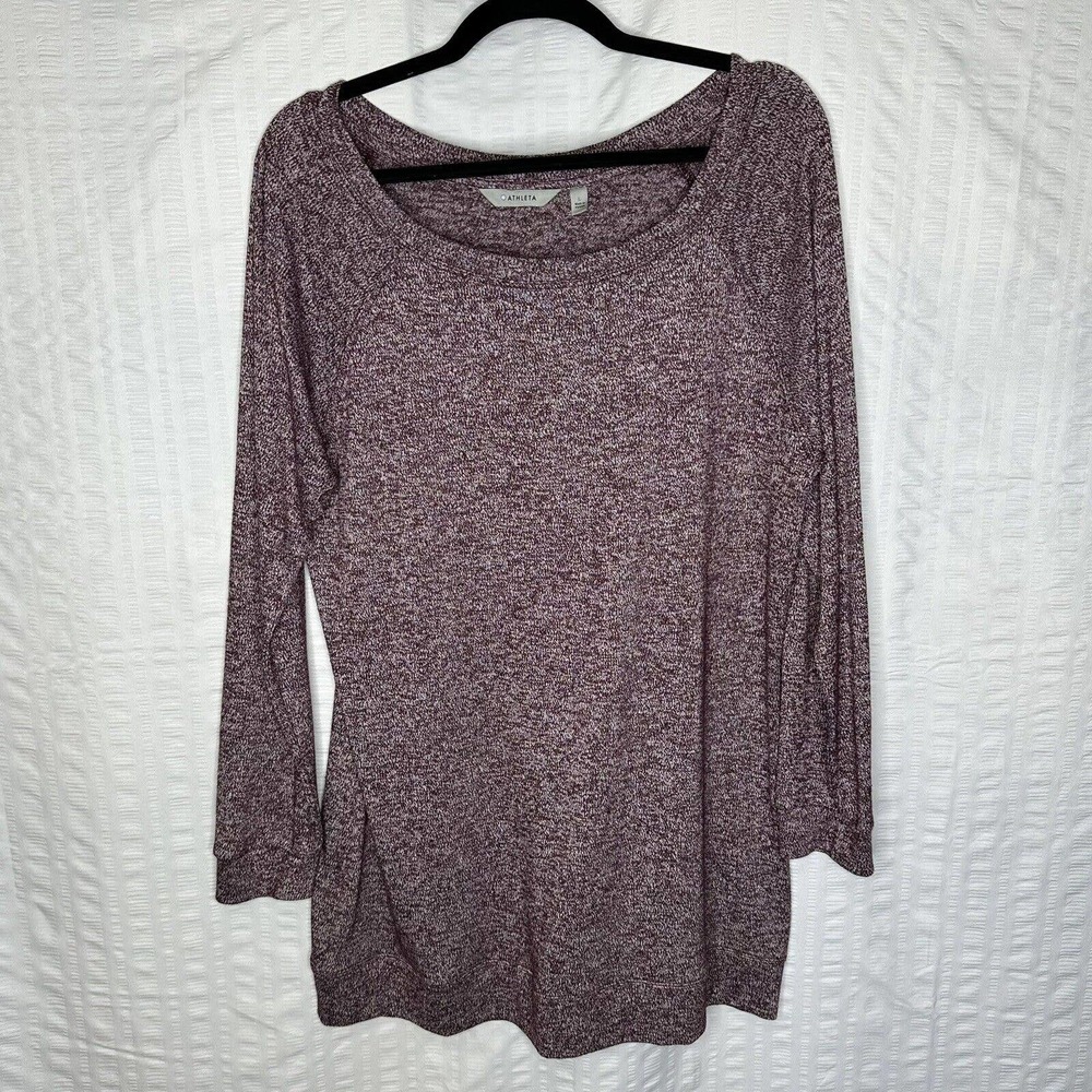 Athleta Sweater Womens Large Burgundy Lightweight Casual Stretch Tunic Athletic
